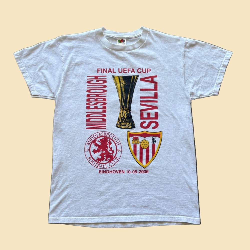 Fruit of the Loom UEFA Cup Final 2006 Middlesbrough vs Sevilla T-Shirt White M